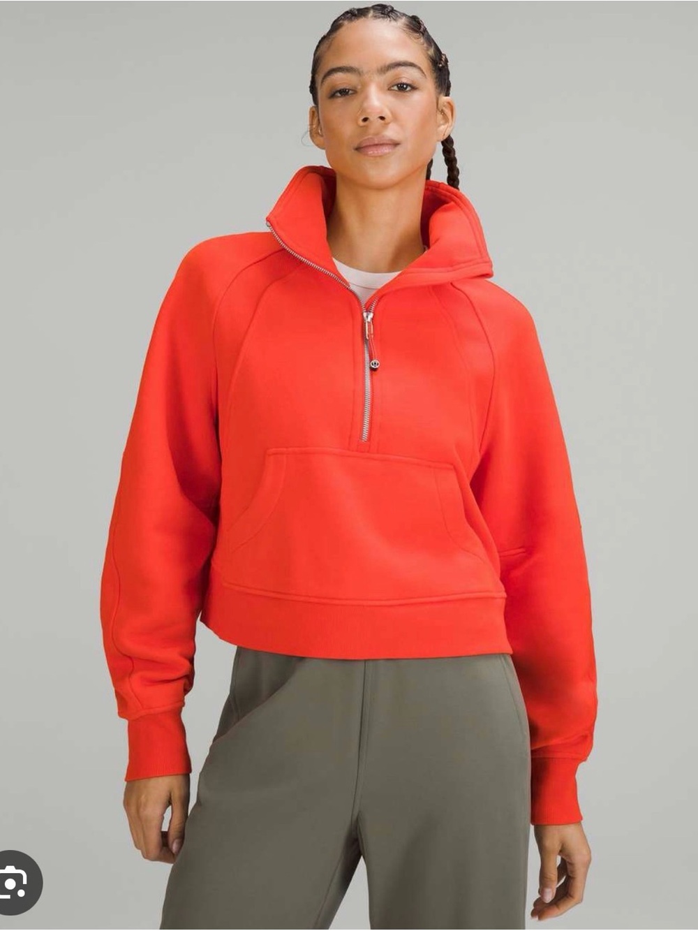 lululemon athletica scuba Cropped Half-Zip mock neck - Bright Red orange